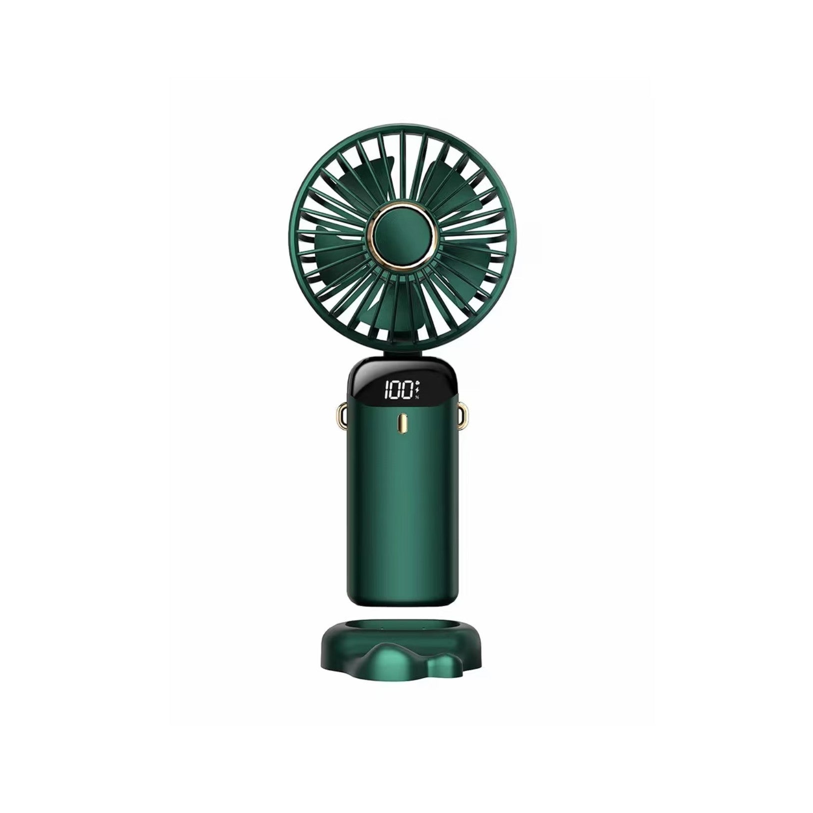 Ventilator Ultra Portabil cu Aromaterapie, Kaveny, 3 in 1, de Mana, de Birou, de Gat, 5 Trepte de Viteza, Incarcare USB, Autonomie 12h, Pliabil, cu Ecran LCD, Verde