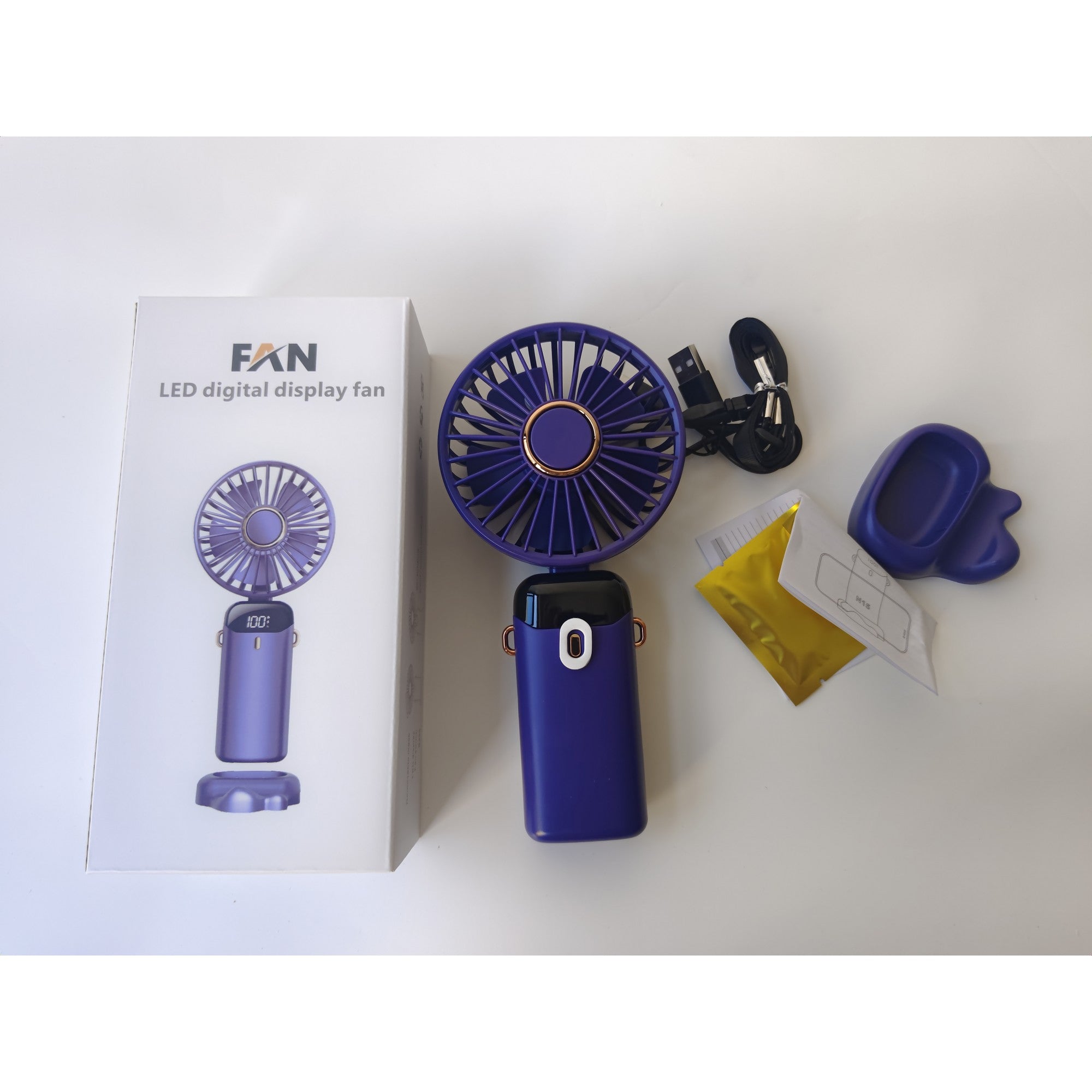 Ventilator Ultra Portabil cu Aromaterapie, Kaveny, 3 in 1, de Mana, de Birou, de Gat, 5 Trepte de Viteza, Incarcare USB, Autonomie 12h, Pliabil, cu Ecran LCD, Mov
