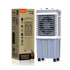 Racitor de Aer Portabil HALEY, 2000W, Rezervor 25L, 3 Viteze, 2 Cutii Gheata, Debit 6000 m³/h, Alb/Gri, Control Mecanic