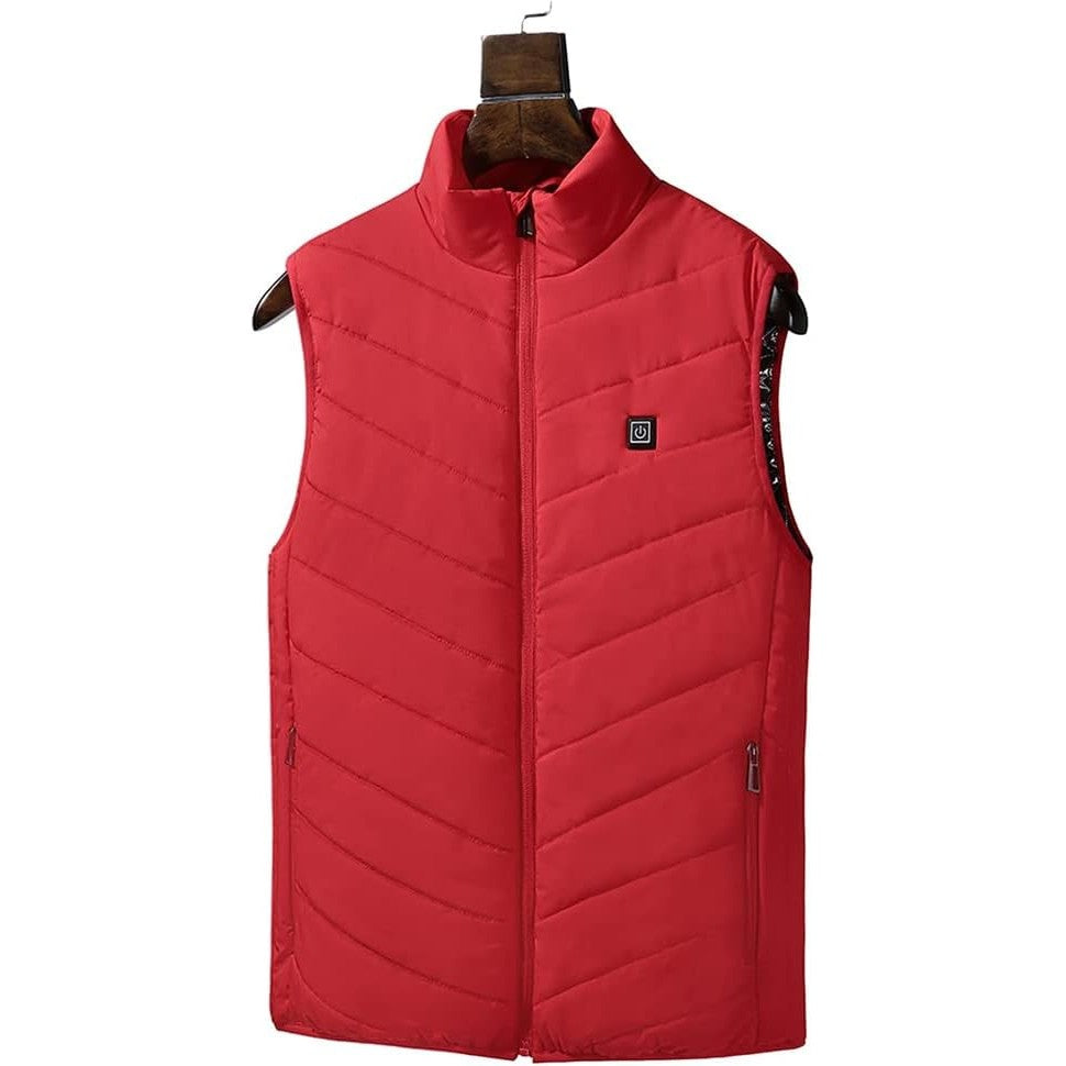 Vesta cu Incalzire, Kaveny, Unisex, 2 Zone de Incalzire, Umplutura Bumbac, 3 Trepte de Temperatura, Incarcare USB, Rosu, 45 - 58 kg, Marime L