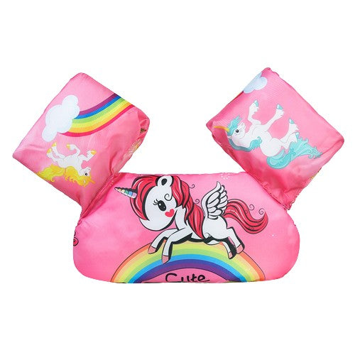 Vesta de salvare pentru copii cu aripioare de inot, Kaveny, Roz, Model unicorn