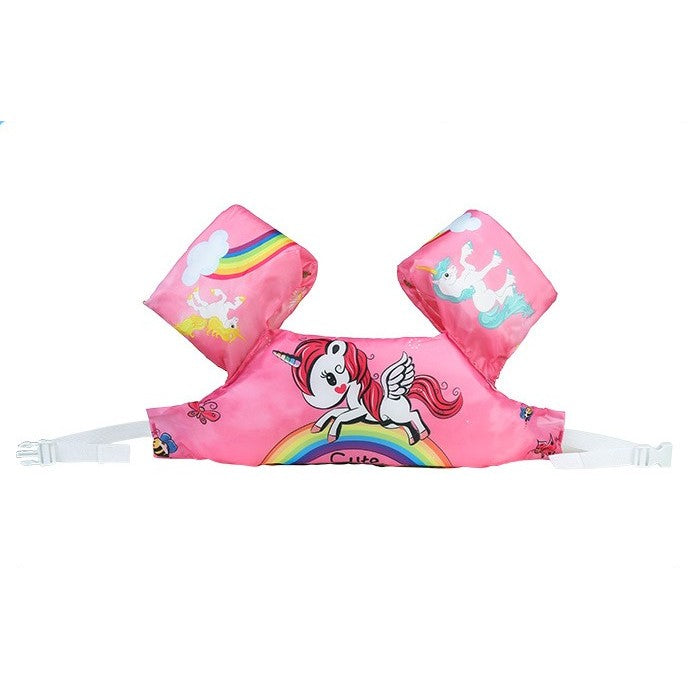 Vesta de salvare pentru copii cu aripioare de inot, Kaveny, Roz, Model unicorn