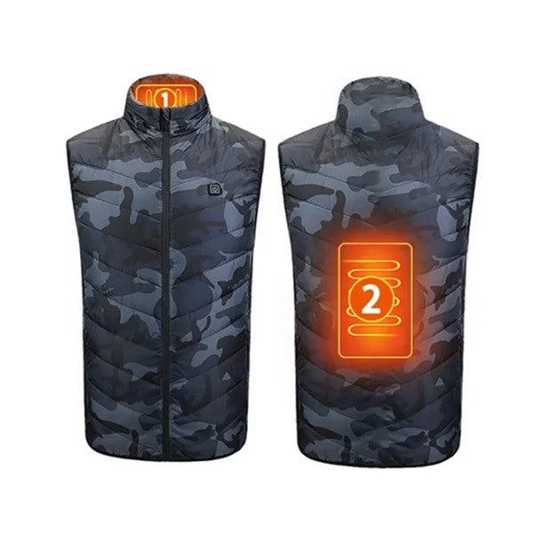 Vesta cu Incalzire, Kaveny, Unisex, 2 Zone de Incalzire, Umplutura Bumbac, 3 Trepte de Temperatura, Incarcare USB, Albastru, 74 - 84 kg, Marime XXXL