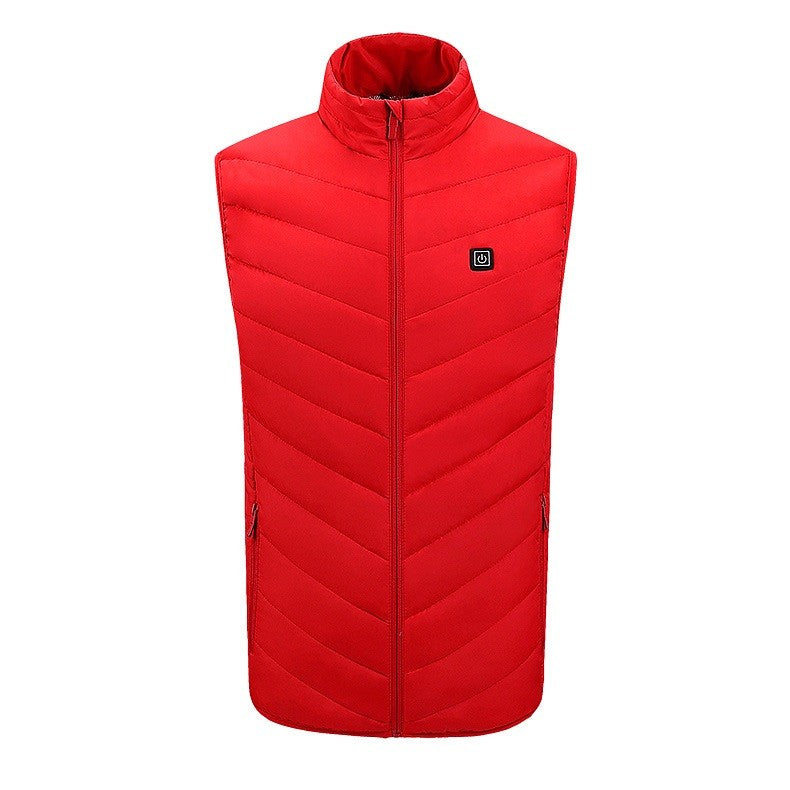 Vesta cu Incalzire, Kaveny, Unisex, 2 Zone de Incalzire, Umplutura Bumbac, 3 Trepte de Temperatura, Incarcare USB, Rosu, 74 - 84 kg, Marime XXXL