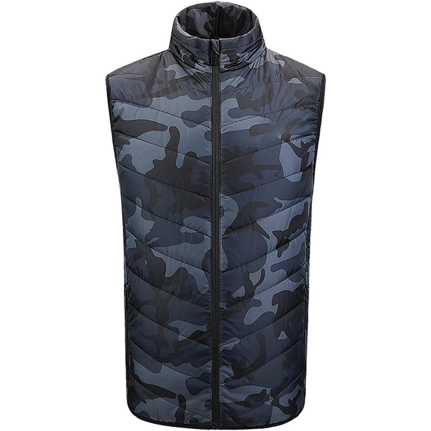 Vesta cu Incalzire, Kaveny, Unisex, 2 Zone de Incalzire, Umplutura Bumbac, 3 Trepte de Temperatura, Incarcare USB, Albastru, 74 - 84 kg, Marime XXXL
