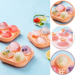 Forma Sfere de Gheata pentru Wiskey si Cocktail-uri Kadeny, 4 Sfere, Material Plastic/Silicon Alimentar, Diametru 6.5 cm, cu Orificiu Tip Palnie pentru Umplere, 17 x 17 x 7 cm, Portocaliu