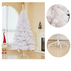 Brad de Craciun artificial cu suport inclus Kadeny, 180 cm, 600 ramuri/varfuri, material plastic, suport clasic, fara iluminare, utilizat pentru interior/exterior, alb