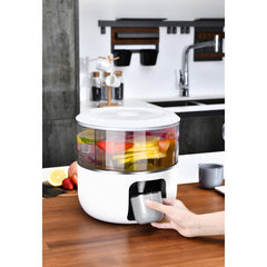 Dozator de apa Kadeny, 3 compartimente rotative, capacitate mare de 3l, alb