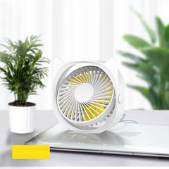 Mini ventilator pentru birou cu usb, Kaveny, rotire 360 grade, 3 viteze, 13.5 x 12,8 cm, Alb