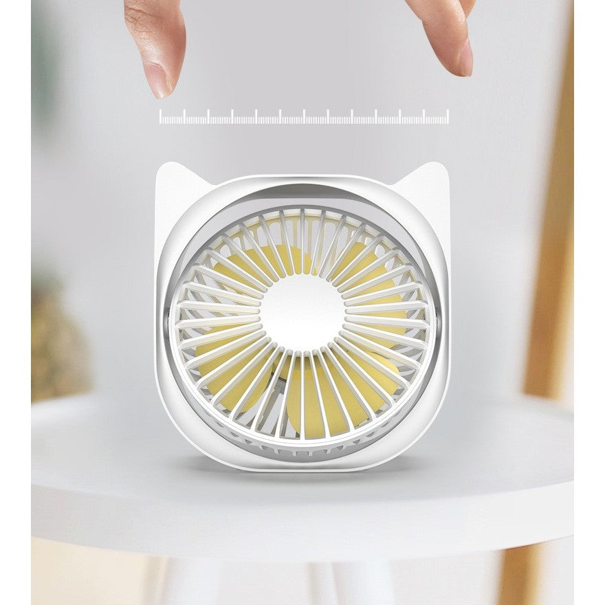 Mini ventilator pentru birou cu usb, Kaveny, rotire 360 grade, 3 viteze, 13.5 x 12,8 cm, Alb