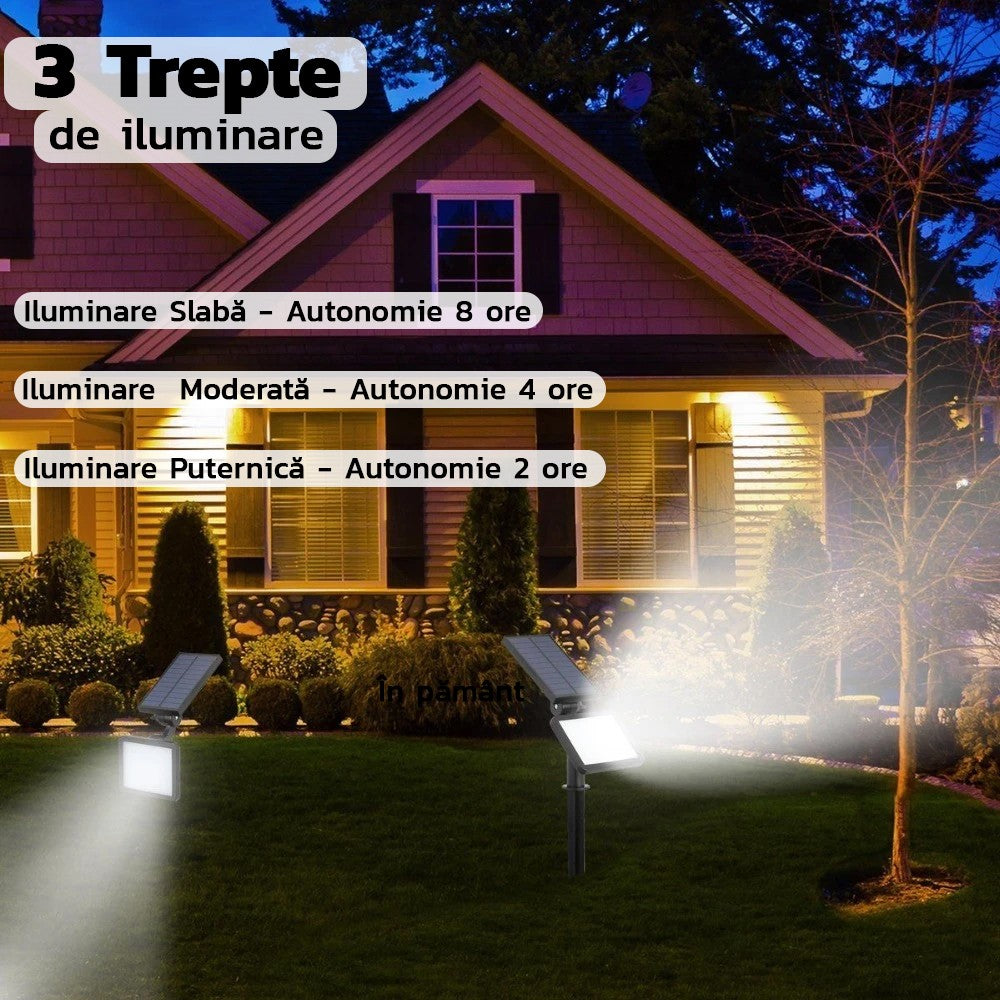 Lampa solara pentru terasa/gradina 48 de LED-uri Kaveny, cu 2 moduri de fixare, senzor de lumina, IP44, material ABS, 5W, 80 lm, 26.5 cm x 14 cm, Alb Rece