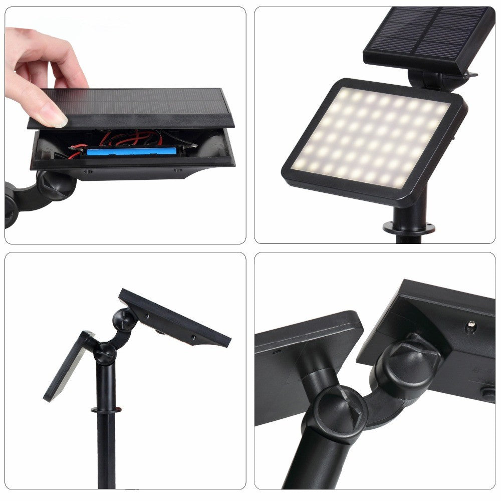 Lampa solara pentru terasa/gradina 48 de LED-uri Kaveny, cu 2 moduri de fixare, senzor de lumina, IP44, material ABS, 5W, 80 lm, 26.5 cm x 14 cm, Alb Rece