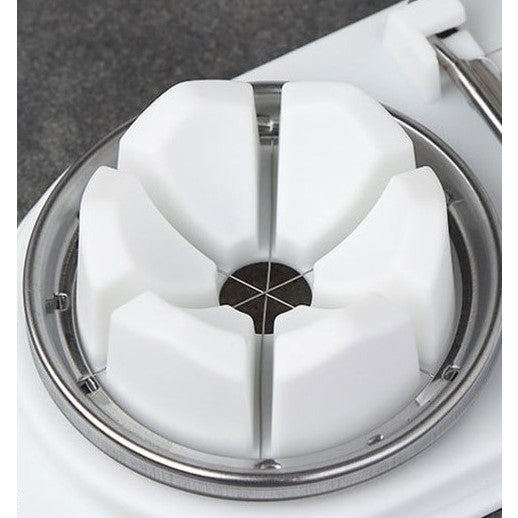 Feliator multifunctional Kaveny pentru oua, mozzarela, fructe, 2 forme de feliere, agatatoare, 20 cm, Alb