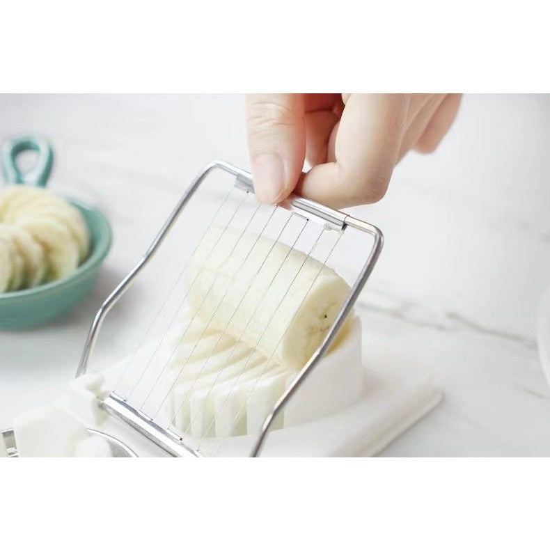 Feliator multifunctional Kaveny pentru oua, mozzarela, fructe, 2 forme de feliere, agatatoare, 20 cm, Alb