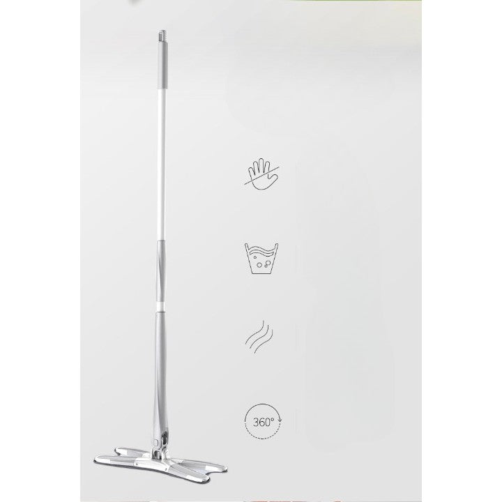 Set Mop Plat + Galeata, Kaveny, cu Sistem de Stoargere, Lungime Telescopica 140 cm, Argintiu/Galben
