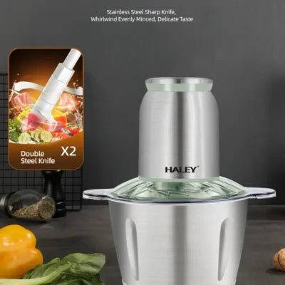 Tocator de alimente Haley HY-1238 – Putere de 500W si vas de 3L din inox pentru tocare eficienta