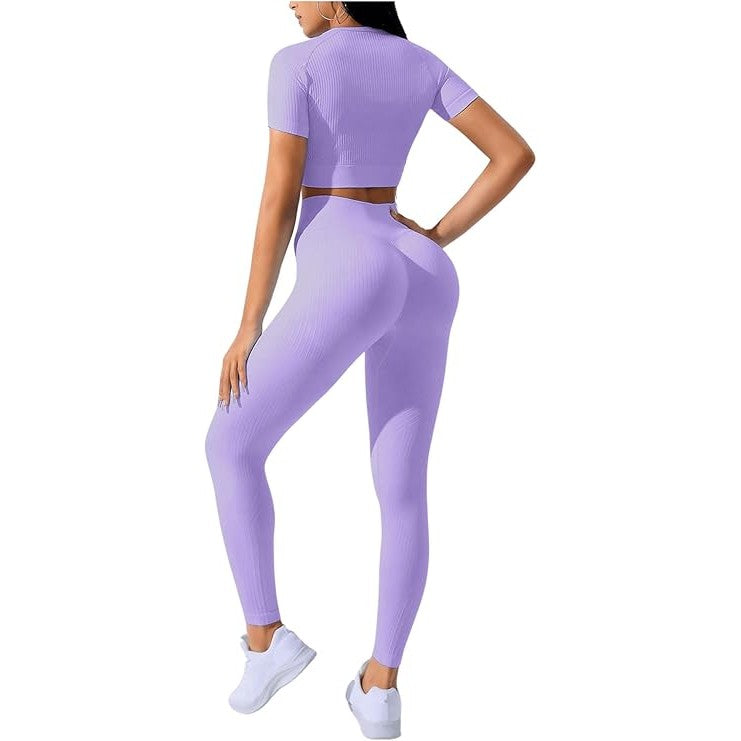 Costum pentru Fitness/Yoga, Kadeny, pentru Femei, Material Elastic, Spandex, Talie Inalta, Mov, Marime M